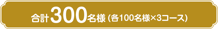 合計300名様(各100名様×3コース)